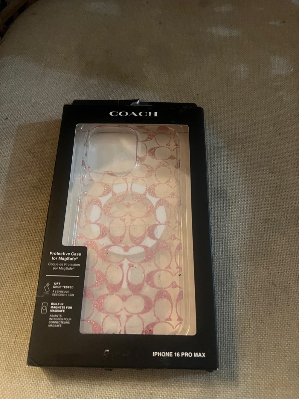 Coach Pink Signature Glitter iPhone 16 Pro Max Case